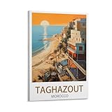 PuPLuM Marokko Taghazout Vintage-Reiseposter, Strand, 30 x 