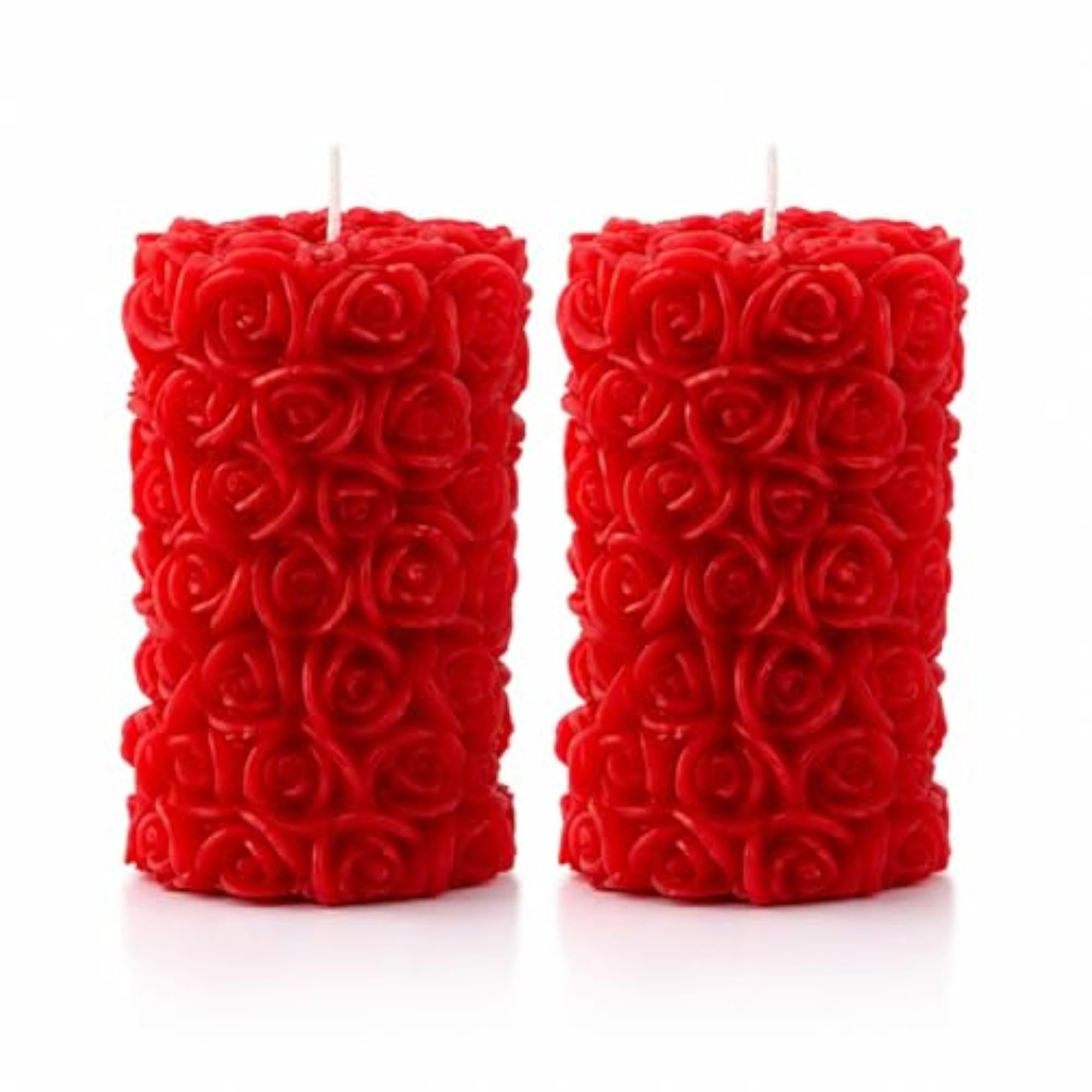 Candles for Home Decor, Rose Fragrance Pillar Shape, Set of 2