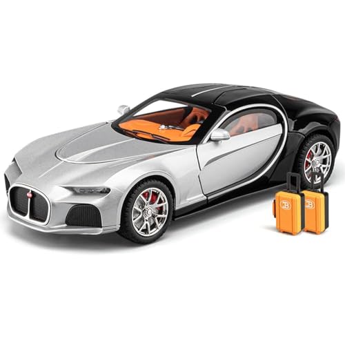 Image of 1:24 Scale Bugatti Toy Car for Kids Atlantic Model Diecast Metal Car for Kids Light Sound Pull Back Openable Door