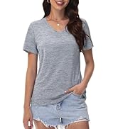 MAGCOMSEN Workout Tops for Women UPF 50+ Quick Dry Short Sleeve Sun Protection V-Neck Shirts Ligh...