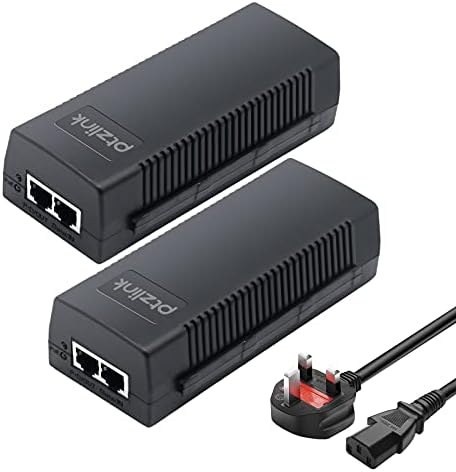 PTZlink 2-Pack 30W & 60W PoE Injector 48V 52V Active Power Supply Wall Plug Gigabit Ethernet PoE+ Adapter, PoE++ Powerline, 1GB 10/100/1000Mbps POE+ IEEE 802.3af / 802.3at Compliant, Up to 100 Meters
