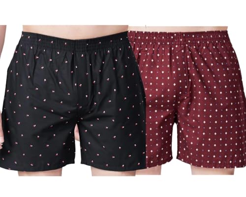 Image of Men's Cotton Printed Regular Fit Boxer Shorts | Soft & Breathable Innerwear | Comfortable Boxers | Lightweight & Stylish Nightwear