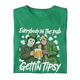 Jason and Michael T-Shirt Getting Tipsy | Saint Patrick's Day Funny Horror Graphic Unisex T-Shirt (US, Alpha, XX-Large, Regular, Regular, Irish Green)