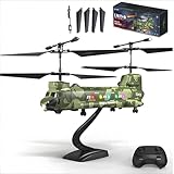 Authticar Hélicoptère RC militaire 2,4 GHz avec caméra HD, maintien de l'altitude, lumières LED, fonction une touche pour la photographie aérienne, intérieur et extérieur, hélicoptères adaptés aux