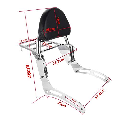 Backrest Sissy Bar + Luggage Rack Pad for Kawasaki Vulcan 900 VN900 For Kawasaki Vulcan VN 2000 Classic Custom 2006-2018