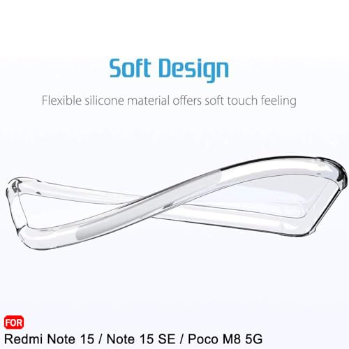 Image of TheGiftKart Crystal Clear Back Cover Case for Mi Redmi Note 15 5G / Poco M8 5G | Shockproof Soft TPU Case | Cushioned Edges for Ultimate Protection Back Cover Case (TPU, Transparent)