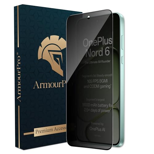 Image of ArmourPro Privacy Tempered Glass for Oneplus Nord 6 - Anti-Spy Anti Peeping Screen Protector, 9H Hardness, Edge-to-Edge Coverage, Ultra Thin, Bubble-Free | Black