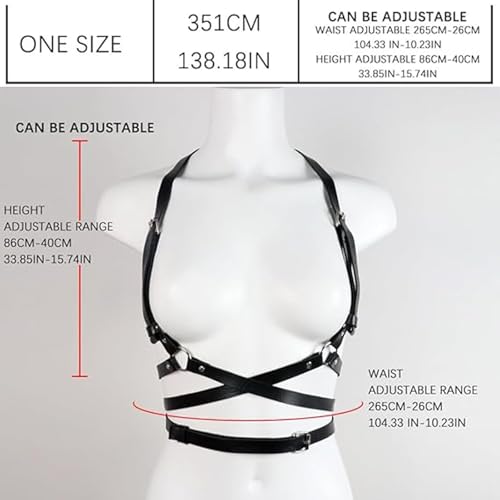 Women Leather Harness Belt,BDSM Chest Harness Body,Women’s Bondage Harness Red Adjustable Punk Waist Belt Gothic Upper Body Chest Straps Corset Ladies Belt Shackles for Woman Rave Outfit Ladies4