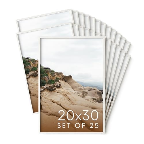 HAUS AND HUES White Oak Wood 20x30 Picture Frames - Bulk Set of 25, Natural Frames for Posters and Wall Display