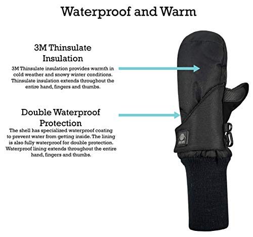 N'Ice Caps Kids Waterproof Snow Mittens Long Cuff Boys Girls Thinsulate Insulated Gloves3