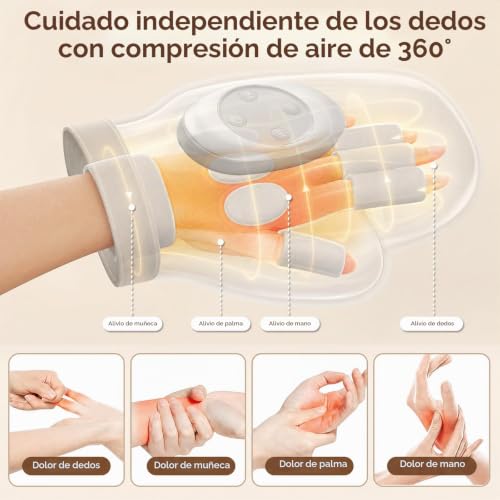 Miniatura 3 de Masajeador de Manos Eléctricos Inalámbrico con Calor y Compresión, 3 Modos 5 Niveles, Masajeador Eléctrico de Mano para el Alivio de la Artritis y el Túnel Carpiano, Regalo para Hombres y Mujeres
