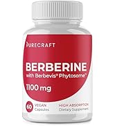 PURECRAFT Berberine Supplement 1000mg - Bioavailable Berberine Phytosome Supplement for Metabolic...