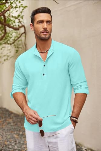 Image of Bellstone Men's Cotton Blend Solid Regular Fit Full Sleeve Short Kurta | Men's Trendy Short Kurta | Ethnic Stylish Casual Lightweight Summer Kurta for Daily and Occasion Use
