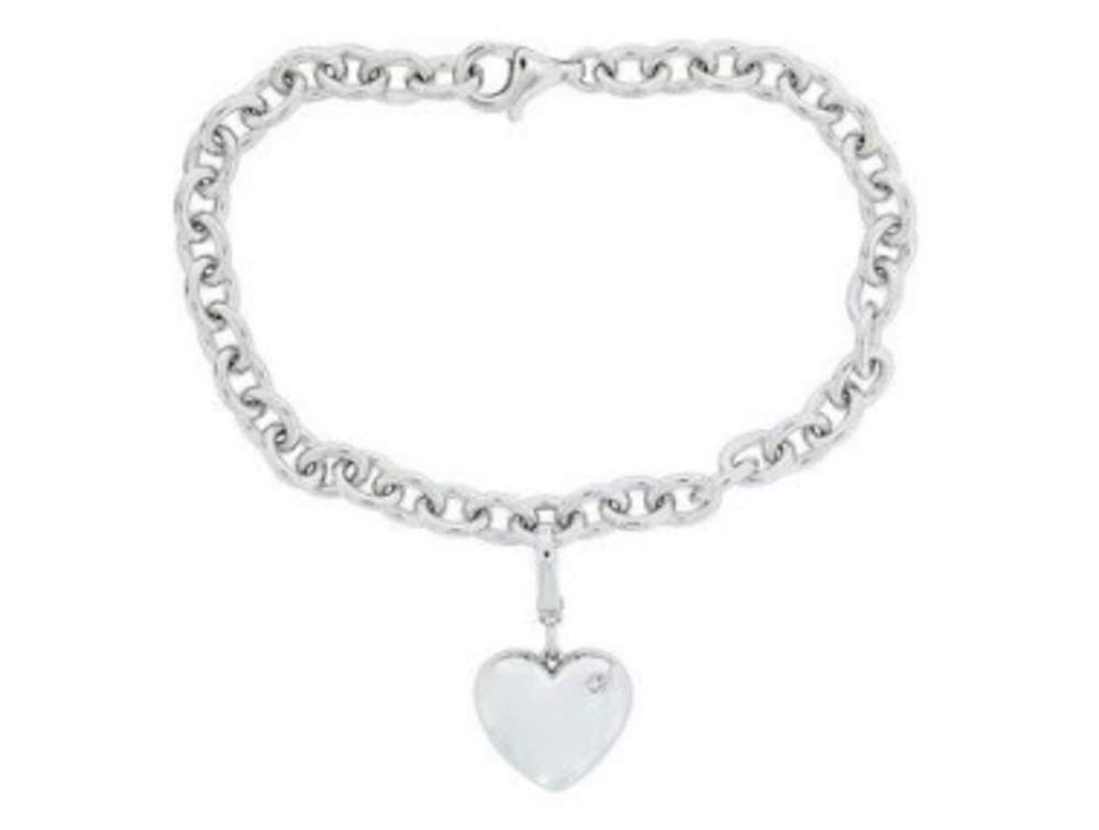 Sterling Silver Heart Diamond Bracelet