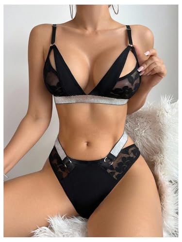 Ensemble de lingerie sans fil en dentelle douce et string taille basse pour un confort invisible