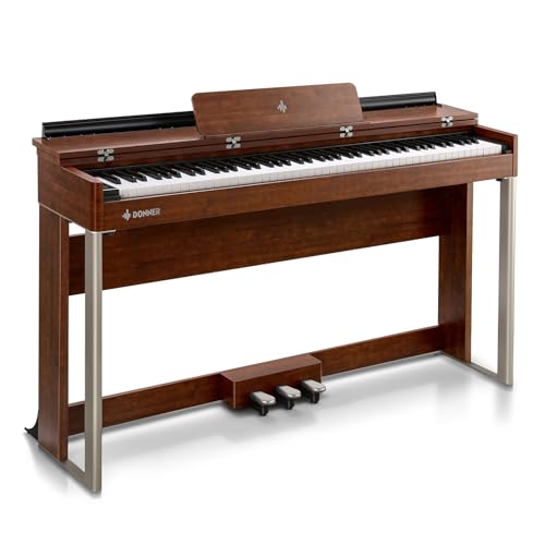 Donner Piano Digital Com Teclado De Ação De Martelo Com Classificação Dinâmica De 88 Teclas, Piano Digital Vertical Ddp-200 Para Profissional Com Tela Lcd / 5 Reverberações/Bt Midi/Três Pedais