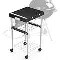 Grill Table Cart for Weber 22 inch Kettle 18in Charcoal Camping Carts for Blackstone 17 inch Griddle Accessories Outdoor Grillling Side Tables Freestanding Barbecue Shelves with Wheels Storage