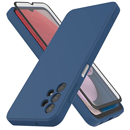 HHUIWIND Coque pour Samsung Galaxy A13 4G avec Verre Trempé écran Protecteur,Anti-Scratch Étui Silicone TPU Case Cover pour Samsung Galaxy A13 4G - Bleu