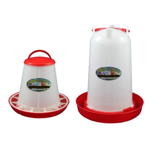 3 Litre Economy Drinker and 1kg Economy Feeder Red and White Set