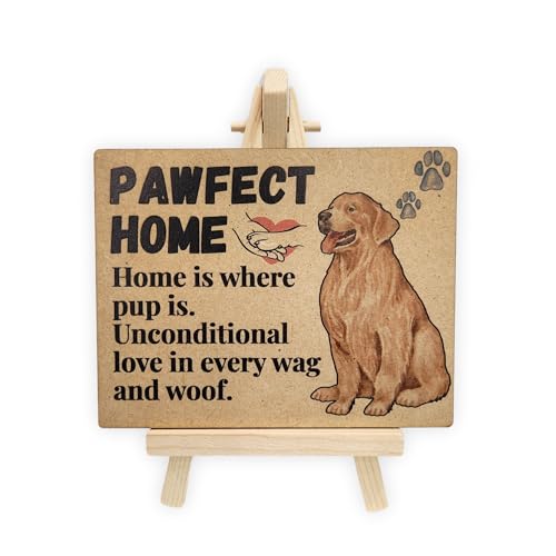 tinydabba Wooden Pawfect Home Plaque with Easel – Dog Lover Gift by tinydabba