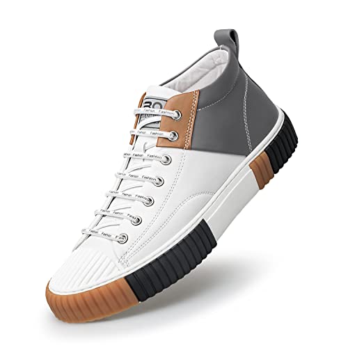 ZRO Men's High Top Sneakers,Leather Breathable Casual Shoes for Men’S05806 Grey 10