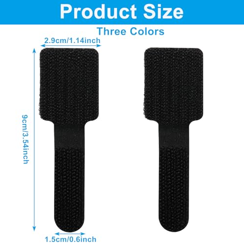 Hook and Loop Cable Ties, Black, 80PCS | Self Adhesive, Sticky-back, Adjustable Cord Holder, Desk & Office Organization miniatura 2