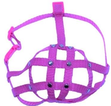 L&J Pets Uk Nylon Strap Dog Muzzle for Shih Tzu, Pug and other flat face faced short snout dogs | Safety and Comfort (M1, Pink)