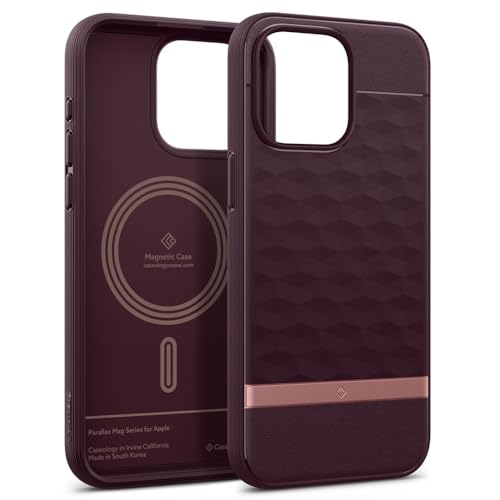 Caseology Parallax Mag for iPhone 15 Pro Max Magsafe Case 5G [Enhanced Ergonomic Design] Military Grade Drop Tested (2023) - Burgundy
