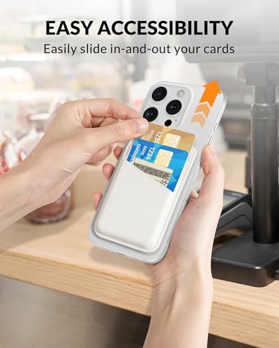 Senose Wallet Compatible for MagSafe, Magnetic Card Holder, White | Compatible for iPhone 17/16/15/14/13/12 Series, Ultra-Thin Magnetic Phone Wallet, 3 Independent Card Slot, Vegan Leather - image 6