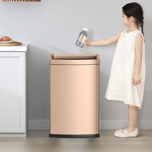 Image of 25L /6.6GAL Large Kitchen Trash Can,Tall Open Top Garbage Can,11.81 * 8.66 * 19.68inces,Smooth,Stainless Steel,Commercial,Hospital, Airport
