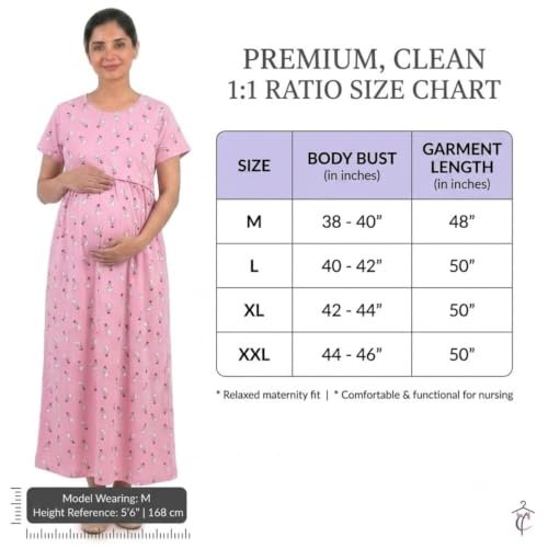 Image of Zero Clothing Feeding Dress for New Moms Casual Loungewear Ankle Length | Cotton Maternity Nighty | Zipless Feeding Dresses for Women | Pregnancy & Nursing Wear