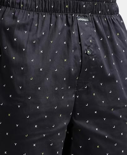 Image of Jockey NY07 Men's Super Combed Cotton Satin Weave Printed Boxer Shorts with Side Pocket