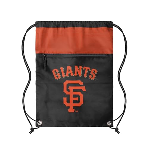 FOCO MLB Officially Licensed Unisex Team Color Baseball Primary Logo Wordmark Drawstring Backpack With Zippered Pocket - San Francisco Giants