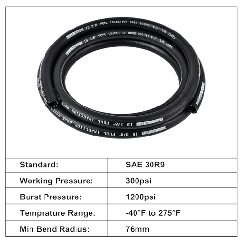 Fuel Hose Line 3/8 Fuel Injection Hose SAE 30R9 25FT 300PSI