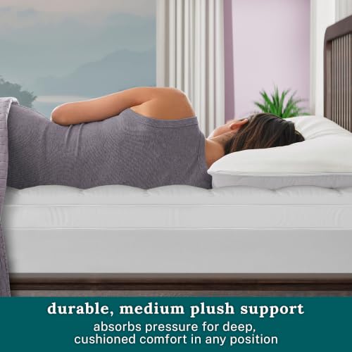 Image of Sleep Innovations 4 Inch Pillow Top & Green Tea Gel Memory Foam Mattress Topper, King, Medium Plush Feel, Pressure Relief, for All Sleep Positions