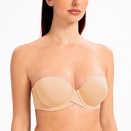 Image of MELENECA Women's Stay Put Padded Cup with Lift Underwire Push Up Strapless Bras