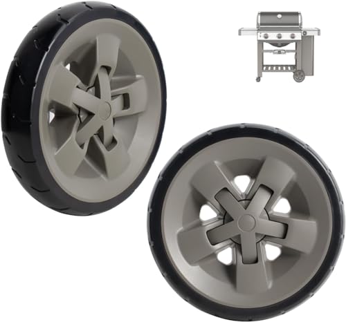 67445 Grill Wheels for Weber Genesis II Parts and Genesis II LX 300 200 400 600 Series, 8 inch Plastic Wheels for Webers, 2 Packs Kits for Weber Grill Replacement