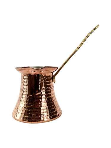 Premium Brass Copper Turkish Coffee Warmer Pot With Handle, Also For Greek Arabic Tea 2-3 People (11Oz / 300 Ml) #TOP3