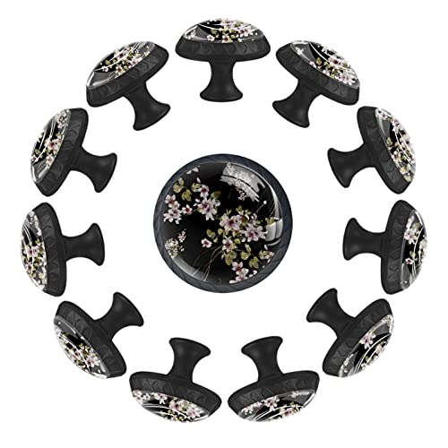 Boutons de tiroir ronds feuilles fleurs 35mm lot de 12 pour commode - 2