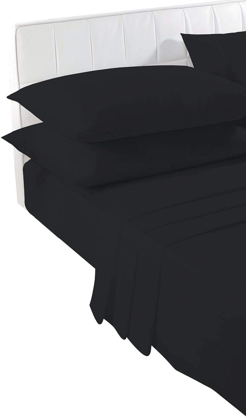 HaloTradeUK PolyCotton Pillowcases, 50x75cm, Housewife Style with Envelope Closure, Multiple Colours, Super Soft Breathable (4, Black)