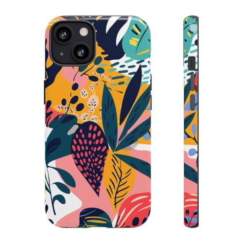 Coque iPhone 13 feuilles tropicales rigide pour éviter les rayures avec style