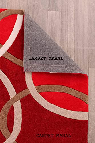 Image of Carpet Mahal Export Quality Handmade Tuffted Pure Woollen Carpet for Living Room Bedroom Size 6 x 9 feet (180X270 Cm) Color-Multi