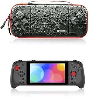 tomtoc Carry Case for Nintendo Switch Hori Split Pad Pro Controller, Grip Protective Carrying Case Case mit 30 Game Cartridges, Moon Theme Limited Edition