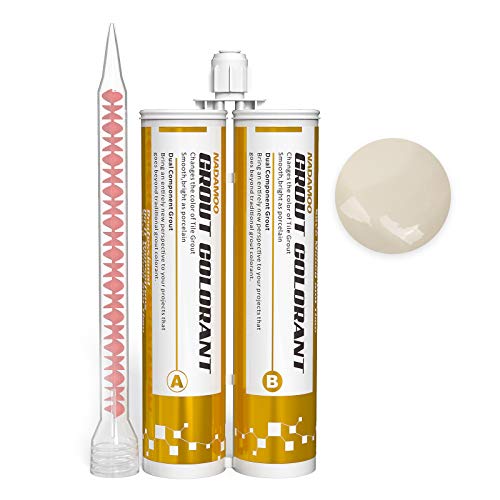NADAMOO Epoxy Resin Grout Ivory White, Dual Tube 19 oz 400 ml Waterproof Grout Colorant Sealer Sealerant Stain, Restore and Beautiful Tile Grout Line for Bathroom Wet Room Kitchen