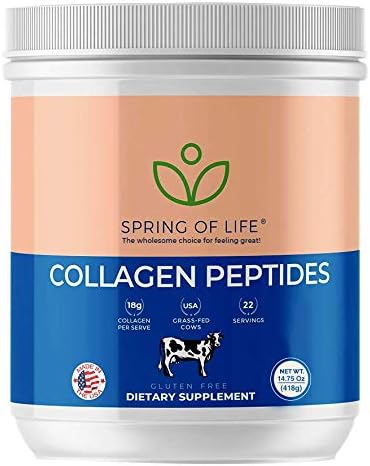 Spring of Life Collagen Peptides, from Grass-Fed Cows, 18g Collagen Peptides Per Serving, 418 Grams