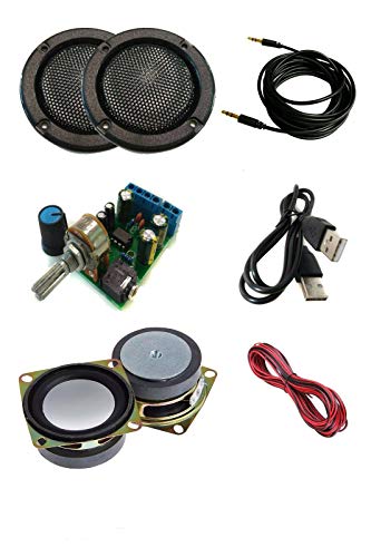 TALENTEC Audio DIY Kit: 2.0 Verstärker, 2X 5W 4Ω 2'Lautsprecher, 2X 2 Schwarze Gitter, verkabelt. DIY Sound Kit