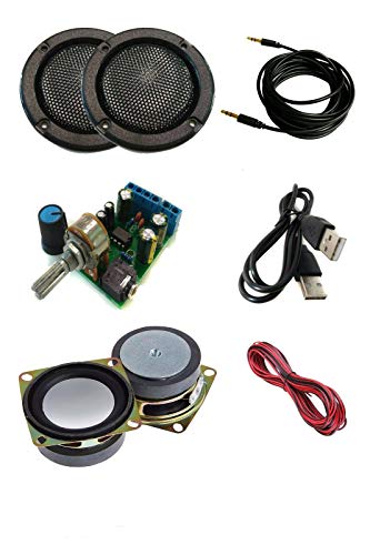 TALENTEC Kit DIY de Audio: Amplificador 2.0, 2X Altavoces 5W 4Ω 2', 2X Rejillas Negras de 2', cableado. Kit de Sonido DIY