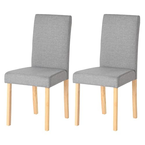 Liink1ga Sillas Nordicas Pack 2, Sillas De Comedor Gris Modernas Sillas De Comedor Madera Sillas De Cocina Gris, Sillas Tapicería De Lino Con Respaldo Alto 48 Cm