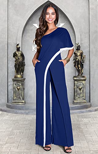 Image of KOH KOH Womens 2026 One Off Shoulder Asymmetric Long Pant Jumpsuit Romper