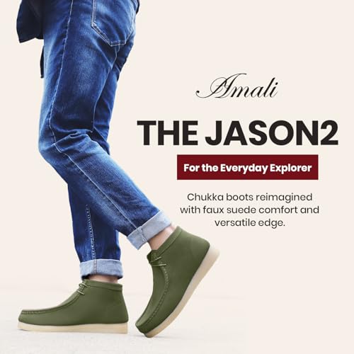 Image of Amali Casual Chukka Boots for Men, High-Top, Lace Up Suede Men's Shoes, Desert Boots with Crepe Rubber Sole
